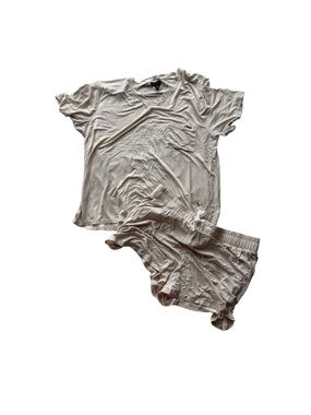 Tahari Light Beige Short Sleeve Pajama Set - Soft Lounge Top & Shorts